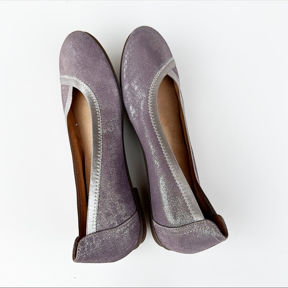 Vionic Spark Caroll Snake Print Ballet Flats Closed Toe Suede Leather Purple 6 - Picture 5 of 7